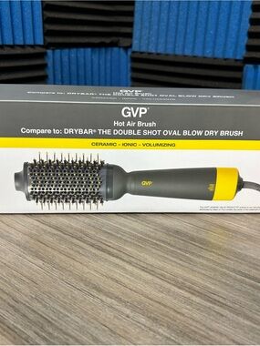 GVP Hot Air Brush in Gray and Yellow - Volumizing Ceramic Ionic Styling Brush